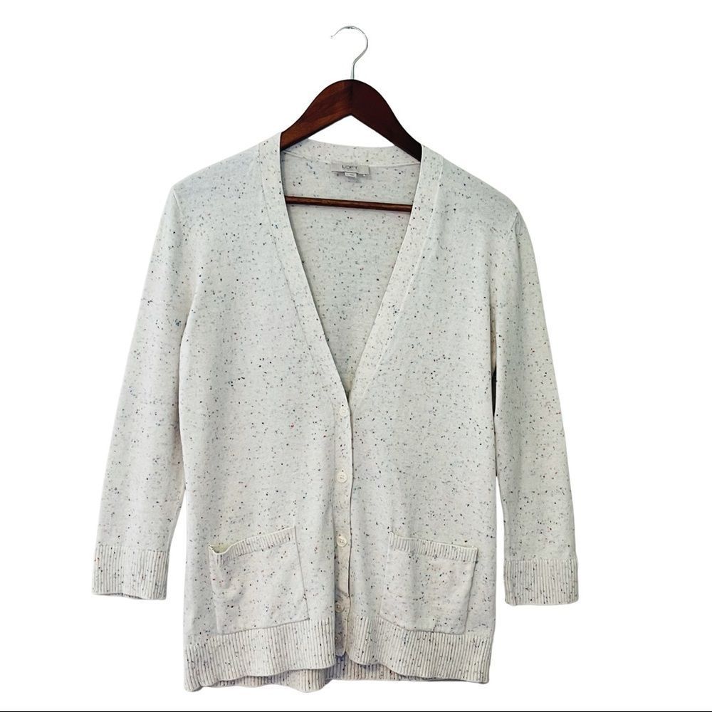Loft Outlet Multi Color Speckle V-Neck Cardigan